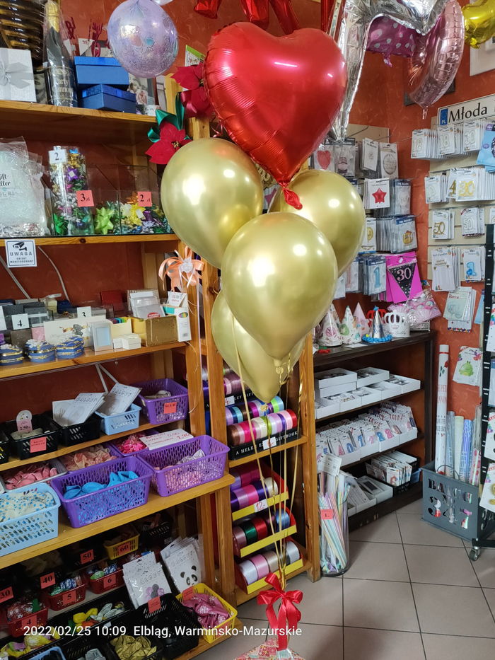 balony napełniane helem - czerwone serce i w kolorze złotym
