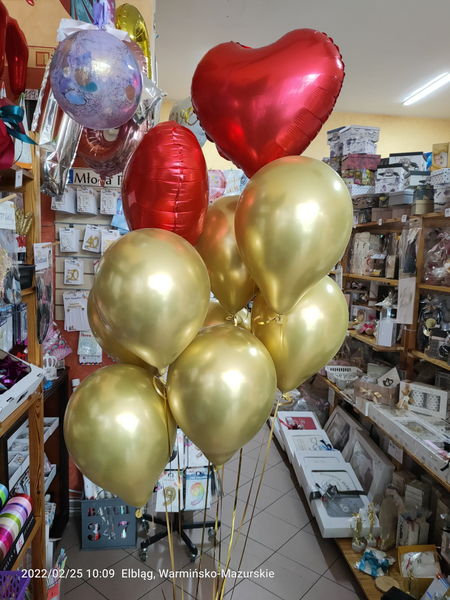 balony napełniane helem - czerwone serce i złote