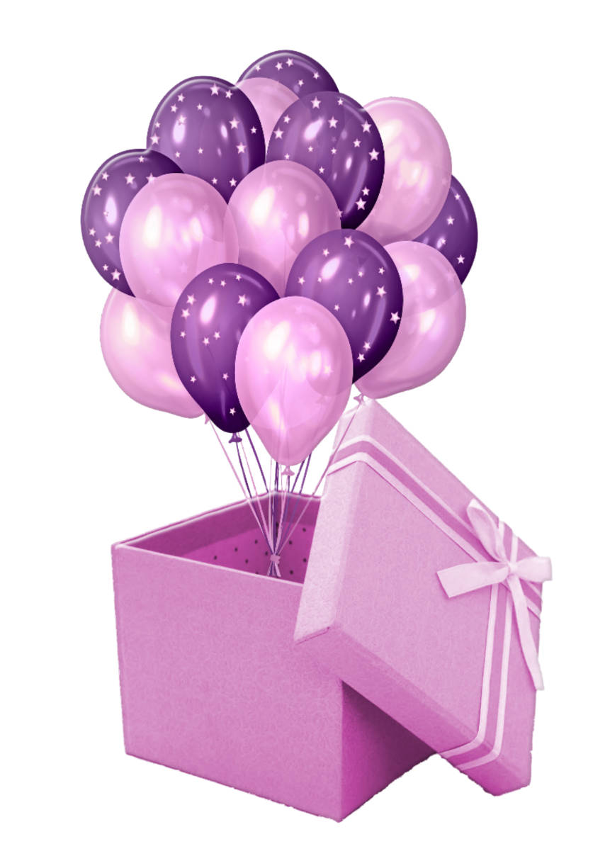balony prezent w pudełku